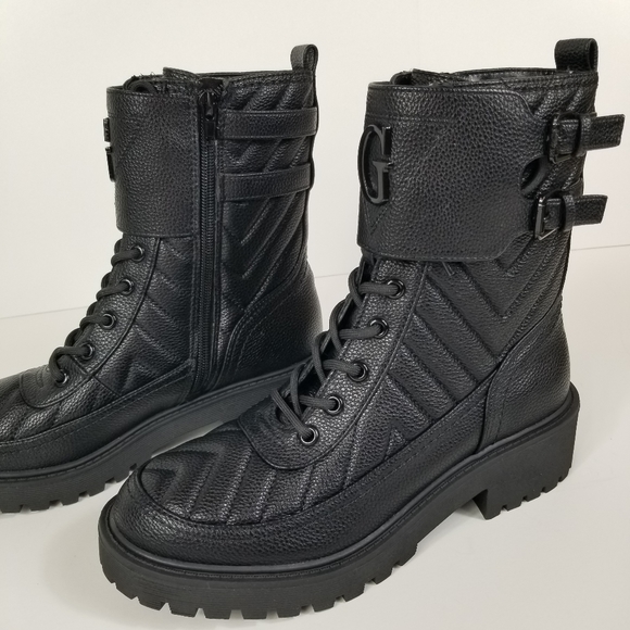 GUESS Oak Quilted Combat Logo Boots - Picture 10 of 12